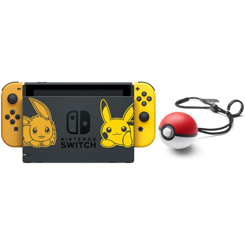 Nintendo Switch 32 GB [Pokémon Let's Go Pikachu Evoli edition incl. controller goud en Pokéball Plus, zonder spel] zwart