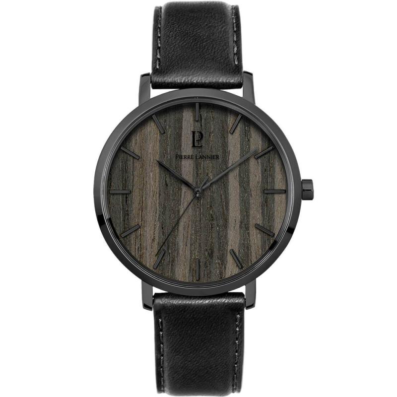 Pierre Lannier Nature Heren horloge 241D83 (Zwart, Hout, Leren Band)