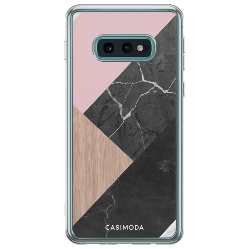 Samsung Galaxy S10e siliconen hoesje - Marble wooden mix