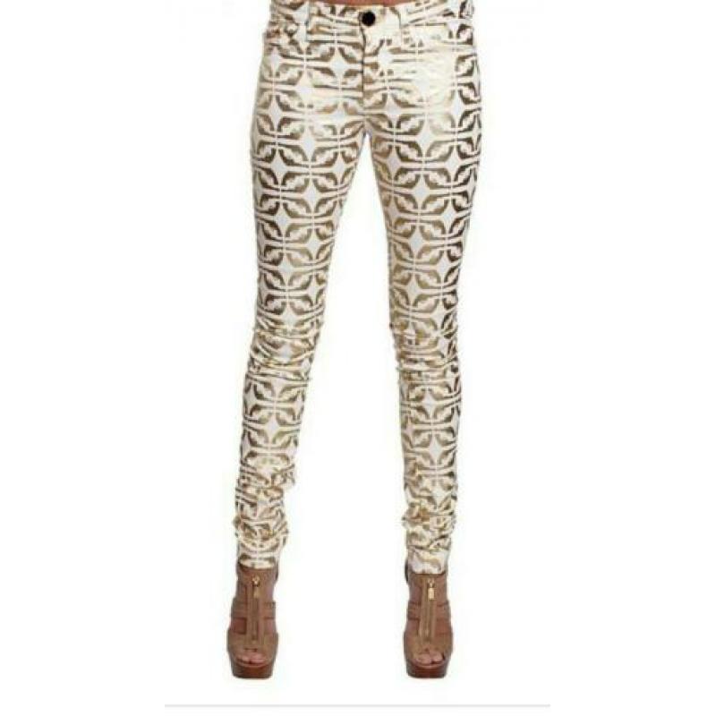 Josh V gave broek met gouden pistolen-print maat S