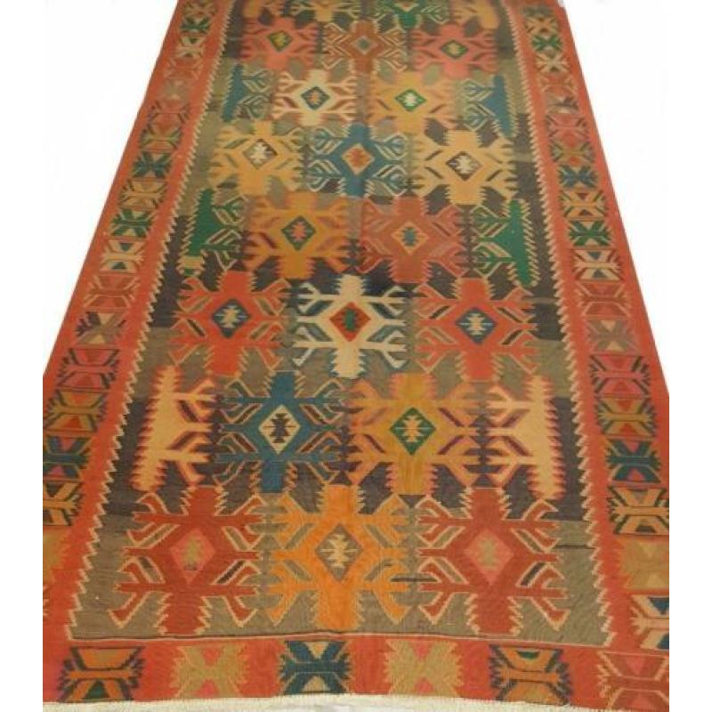 Antiek Shirvan kelim 394 x 146/Perzisch tapijt/Kleed/Loper