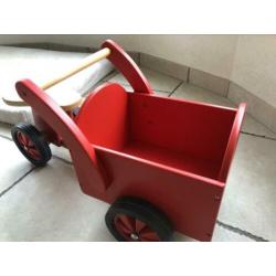 Houten bakfiets voor kinderen rood