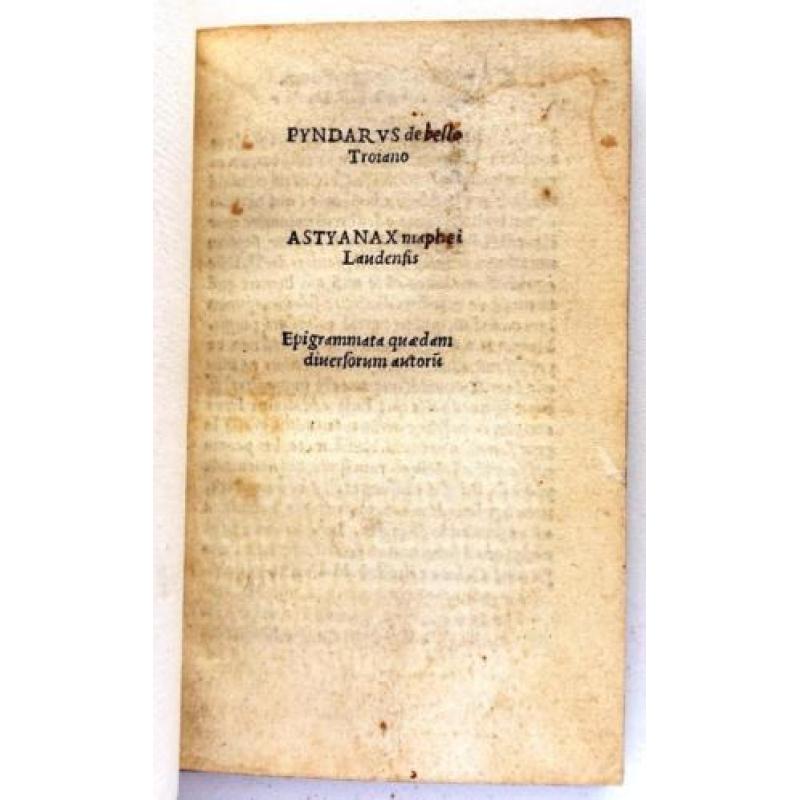 De Bello Troiano 1515 Pyndarus - Trojaanse Oorlog - Soncino