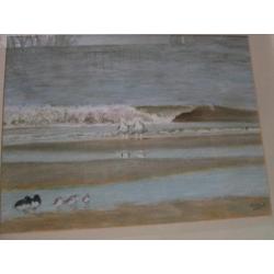 Prachtige Pastel Zee met Vogels - Christa Hoek 43 x 52,5