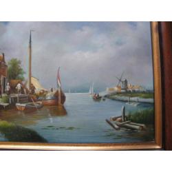 Schilderij - nederlands tafereel / romantisch. 125,- euro