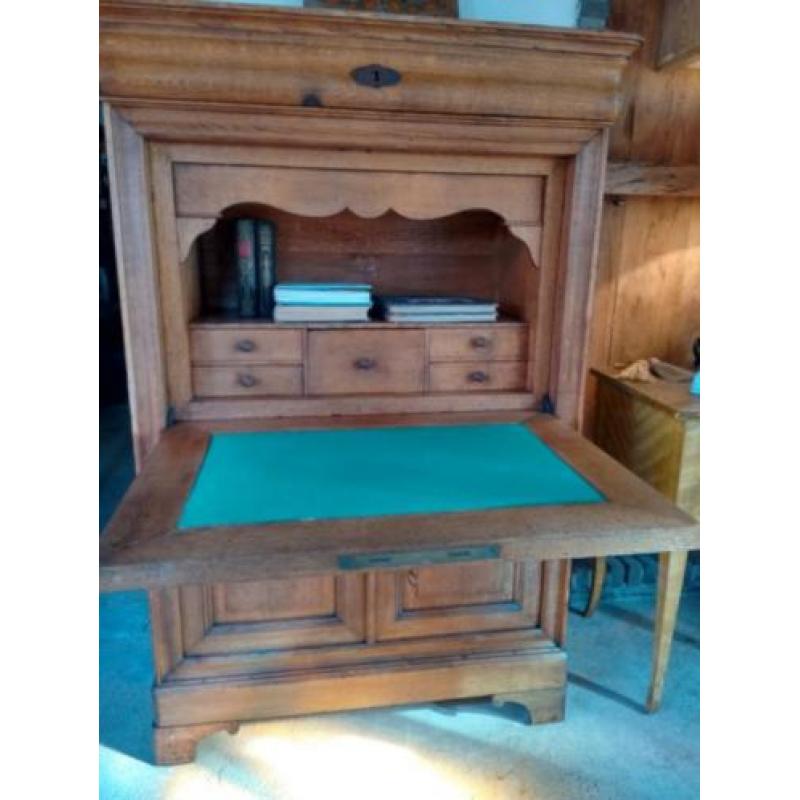 VAKKUNDIG GERESTAUREERDE ANTIEKE eiken secretaire, rond 1880