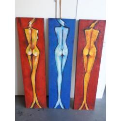 3 Schilderijen Vrouwenlichaam. 138 x 34.