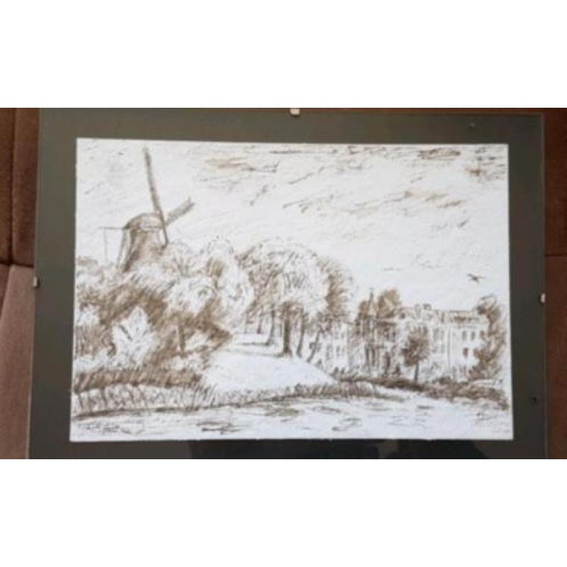 Originele pentekening Molen van Piet Alkmaar Kennemersingel