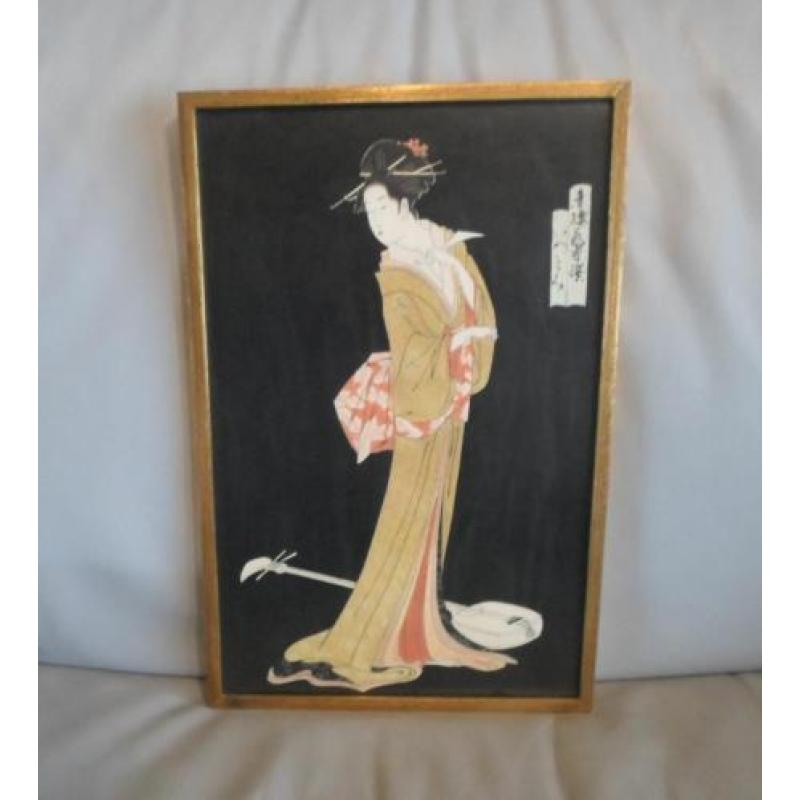 Geisha Tekening in Lijst Gesigneerd