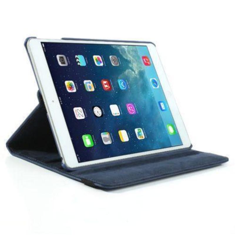 iPad Air 2 hoes 360 graden roteerbare hoes PU Leder Blauw