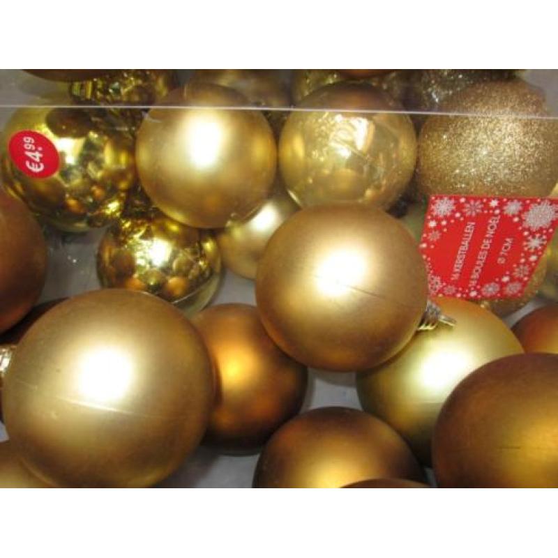 65 Gouden Kunststof Koperkleurige Kerstballen Diameter 6,5