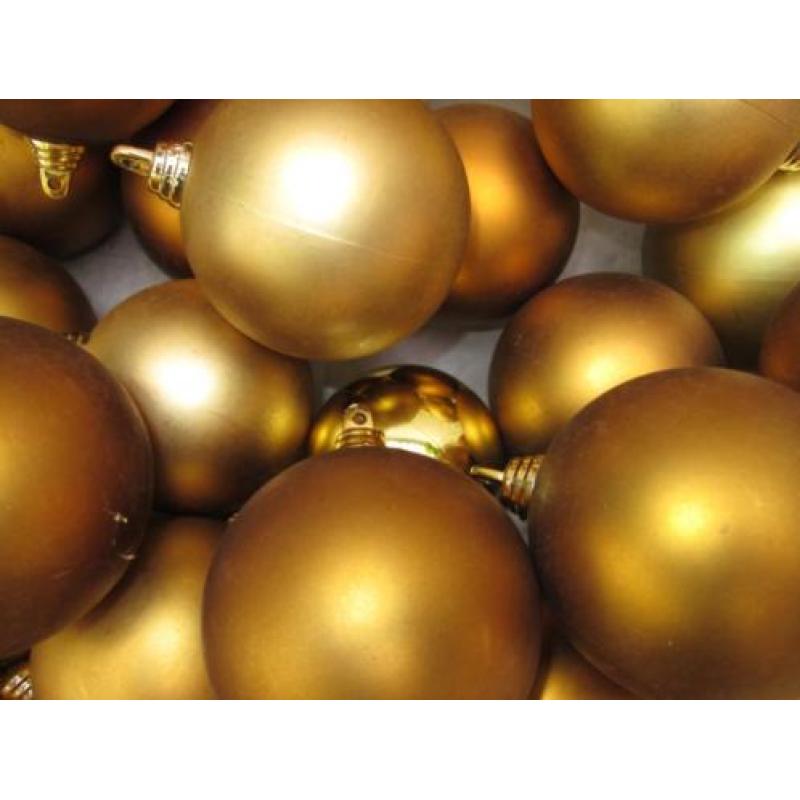 65 Gouden Kunststof Koperkleurige Kerstballen Diameter 6,5