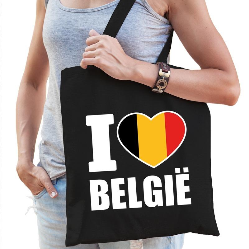 Belgie kado tas zwart katoen