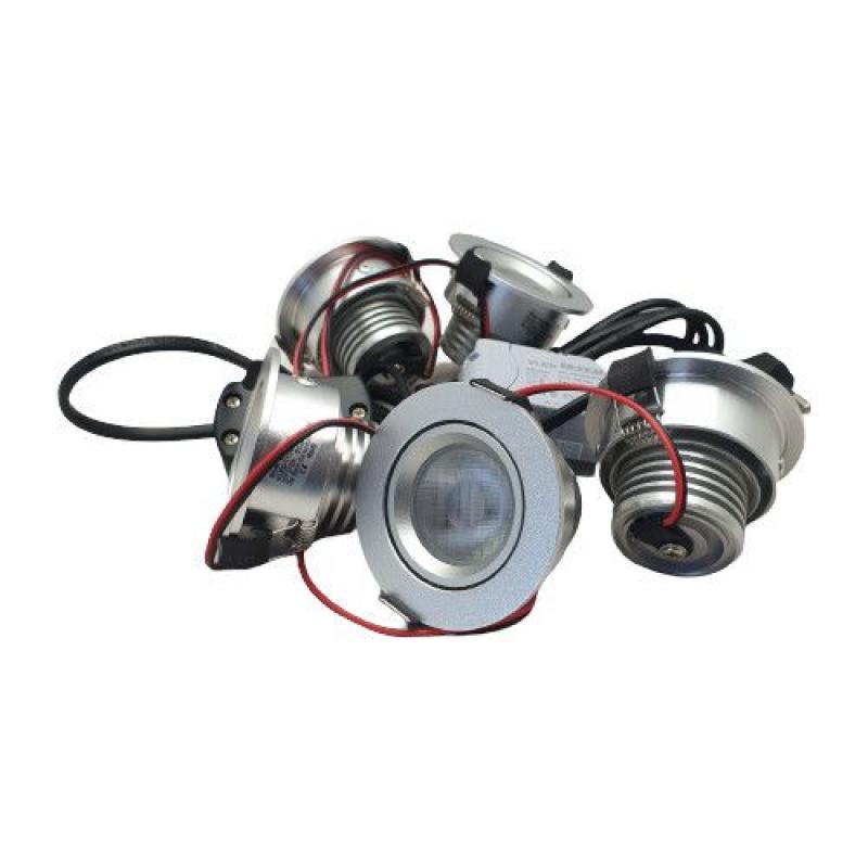 Set 5 x 4,5 Watt dimbare led inbouwspots Rvs-kleurig