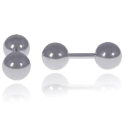 LGT Jewels Stud oorbellen Dubbele Bol Zilver 4mm