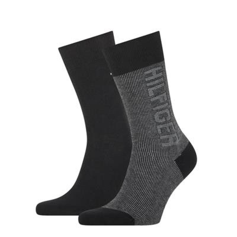 Tommy Hilfiger Sokken Seasonal Rib Logo Black 2-Pack-43/46