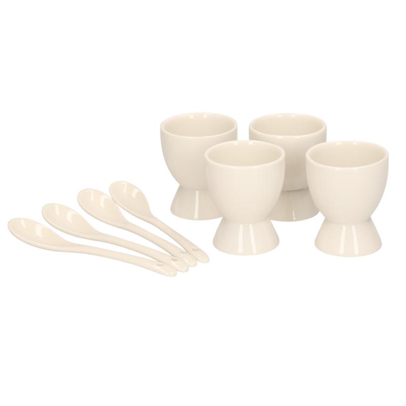 Set van 4x eierdopjes met lepel 6 cm