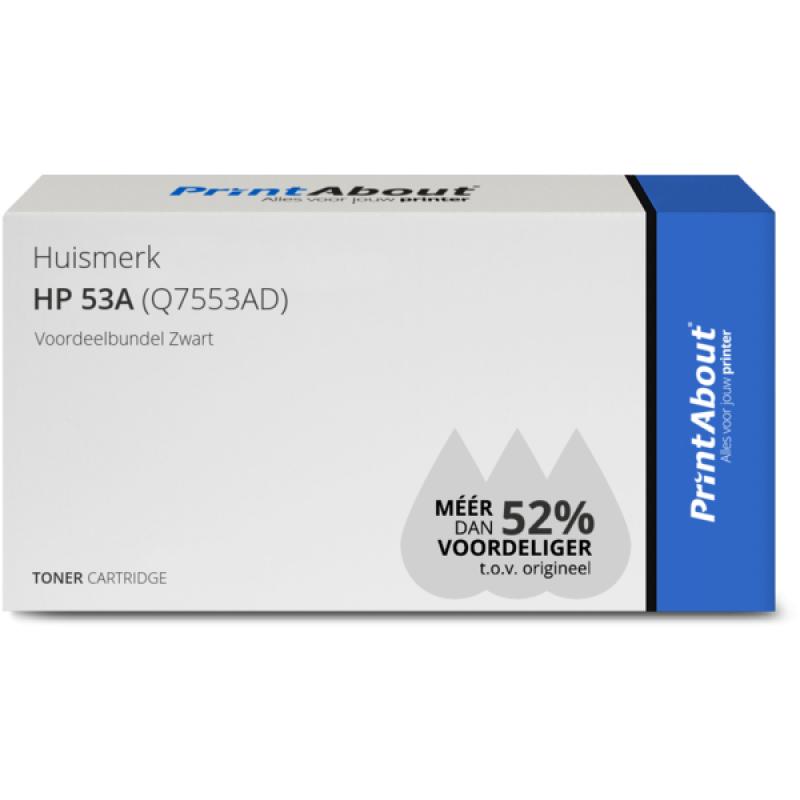 Huismerk HP 53A (Q7553AD) Toner Zwart Voordeelbundel 2-pack