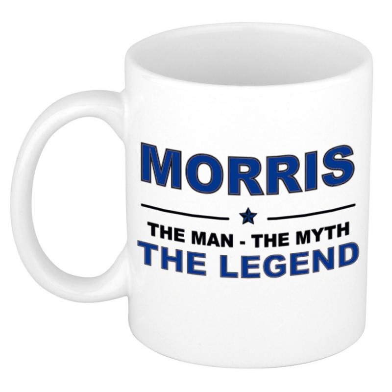 Naam cadeau mok beker Morris The man, The myth the legend 300 ml
